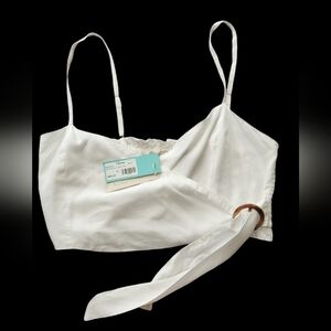 Shore wrap buckle crop top.  NWT